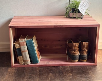 Aromatic Cedar Storage Crate | Solid Wood Cubby Organizer, Handmade