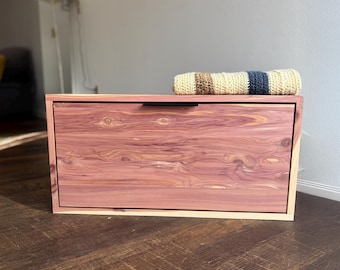 Handmade Solid Cedar Drawer Organizer, Soft Close Wooden Storage Box