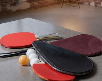 Table Tennis Paddle Case, Leather Ping Pong Paddle Case, Personalized Paddle Cover, Custom Leather Racket Case, Monogram Gift For Him