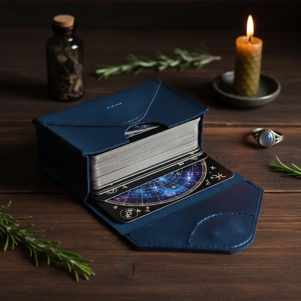 Estuche de cuero para tarot, soporte para cartas de tarot, tarot personalizado, organizador de cartas de tarot, estuche para cartas de tarot, soporte para cartas oráculo, bolsa para tarot