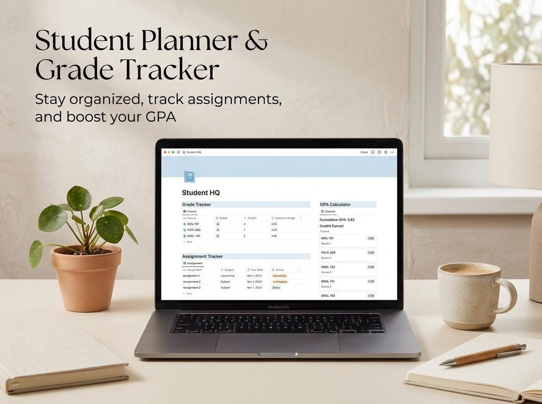 Student Planner Notion Template | Grade Tracker | Assignment Tracker ...
