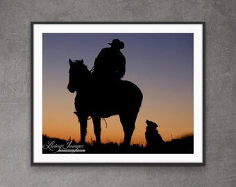 Horse Photography Western Horse and Cowboy Print - “The Cowboy and His Dog”