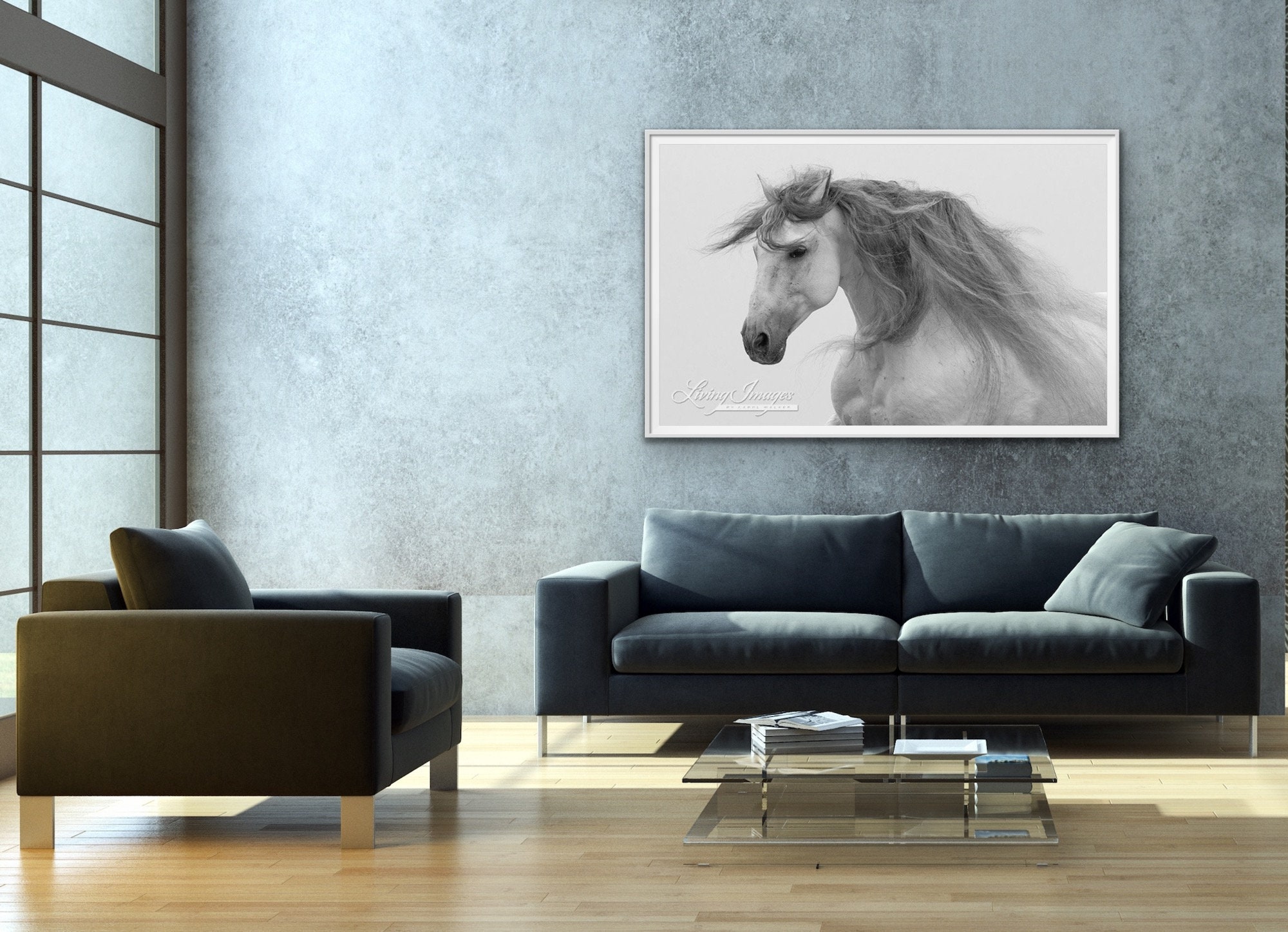 Horse Photography White Spanish Horse Running Print Gray | Etsy