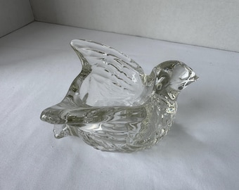 Vintage 1970 Avon Glass Dove Candleholder.  “Dove of Peace”  B3