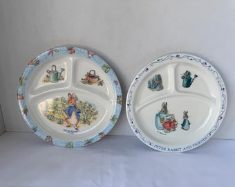 Vintage Eden Nursery Peter Rabbit and Friends melamine children's divided plates. B7