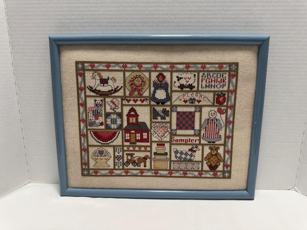 Finished Cross-stitch Country Farmhouse Sampler Pattern Designed by ...