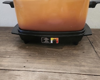 Vintage West Bend Square/Rectangular Slo/Slow Cooker/ Crock Pot/Lazy Day-Brown and Orange