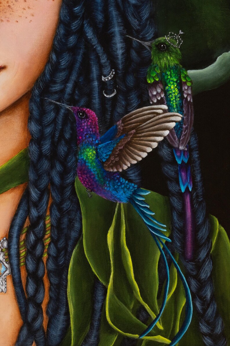 Hummingbird Represents Peace Peace Art Print, Serene Goddess, Hummingbirds, Lotus Blossom, Unframed ...