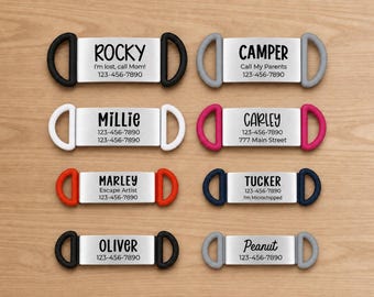 Silent Slide On Pet ID Tag | Personalized Stainless Steel Collar Tag For Dogs & Cats