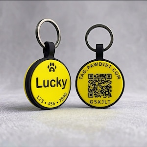 QR Code Pet Tag – Silent Silicone Pet ID Tag for Dogs and Cats – Custom Engraved Smart Tag With Scan Notifications & Scan Location Alerts