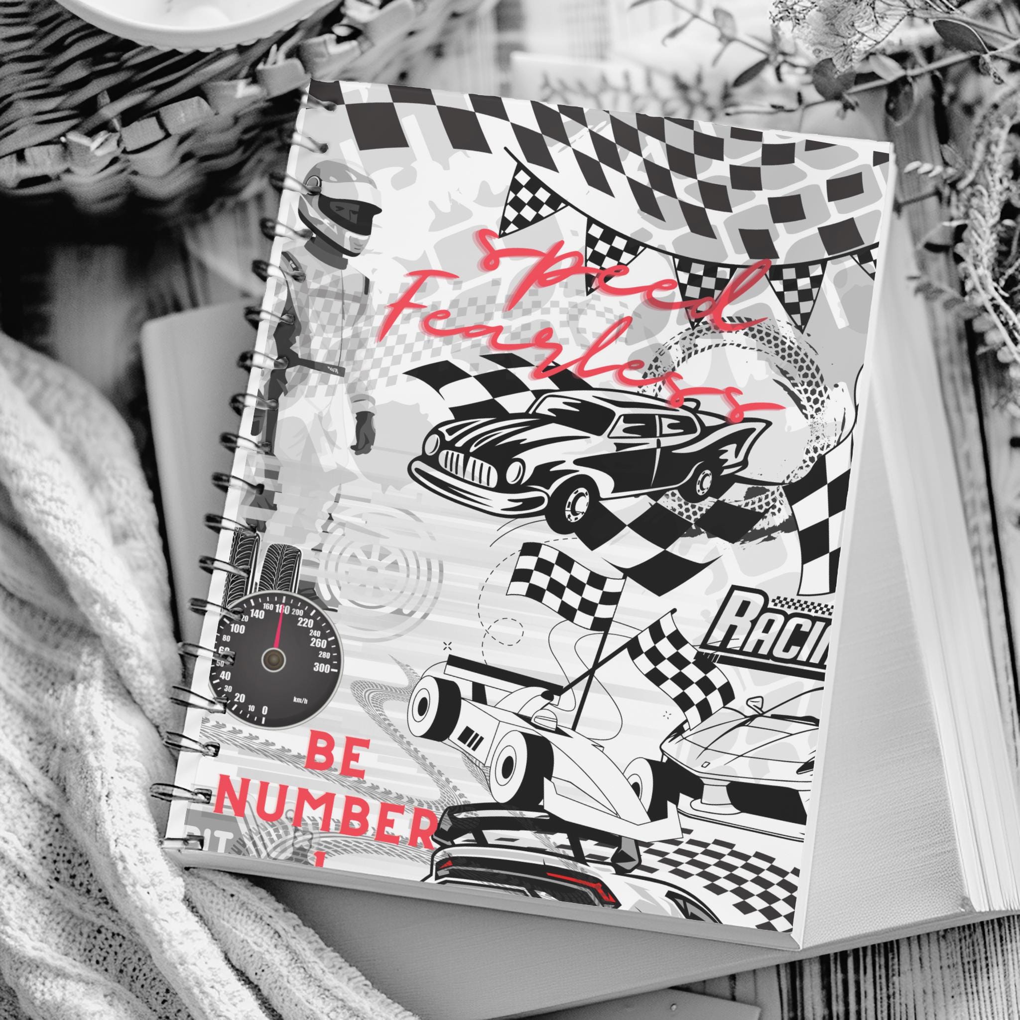 Race Car Spiral Notebook: Trendy Wire-bound Journal, Soft Cover and ...