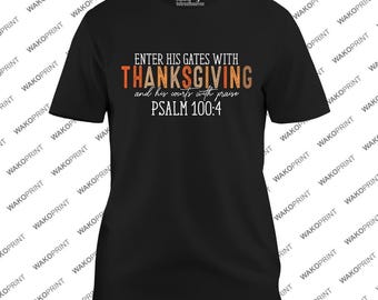 Christian Thanksgiving T-Shirt | Turkey Pumpkin Fall Graphic Tee for All | White and Black All ages