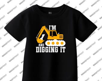 I'm 1 2 3 4 5 6 7 8 9 and Digging it T-Shirt | Birthday Boy Graphic Tee for All | White and Black All ages