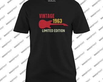 Vintage Guitar Limited Edition T-Shirt | Birthday Graphic Tee for All | White and Black All ages