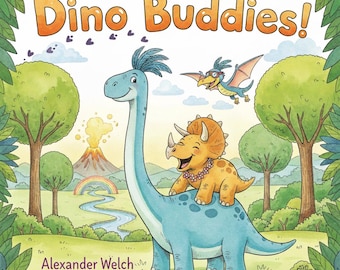 Personalized Dinosaur Adventure | Custom Name Prehistoric Friendship Book | Digital Download