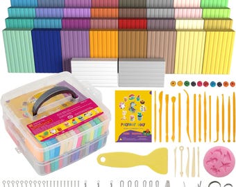 Polymer Clay Starter Kit: 50 Colors, Sculpting Tools, Oven Bake Clay