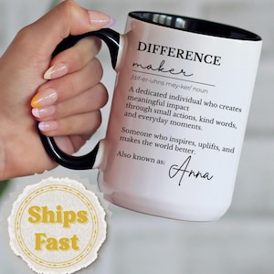 Personalized Difference Maker Coffee Mug Custom Difference Maker Definition Coffee Cup  Mentor Teacher Leader Appreciation Leaving Gift Mug
