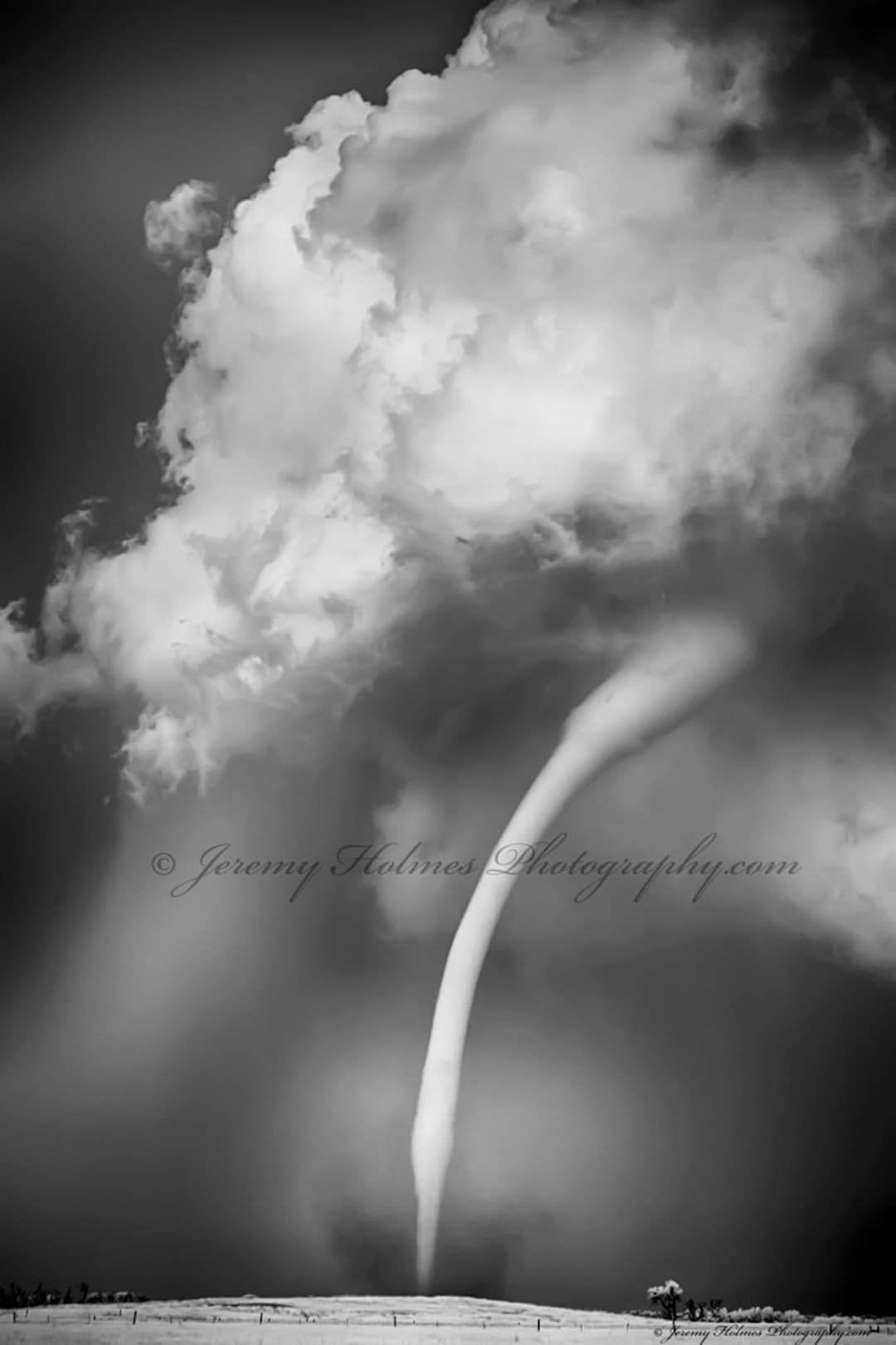 Black and White Fine Art Print of an Amazing Supercell With Tornado in ...