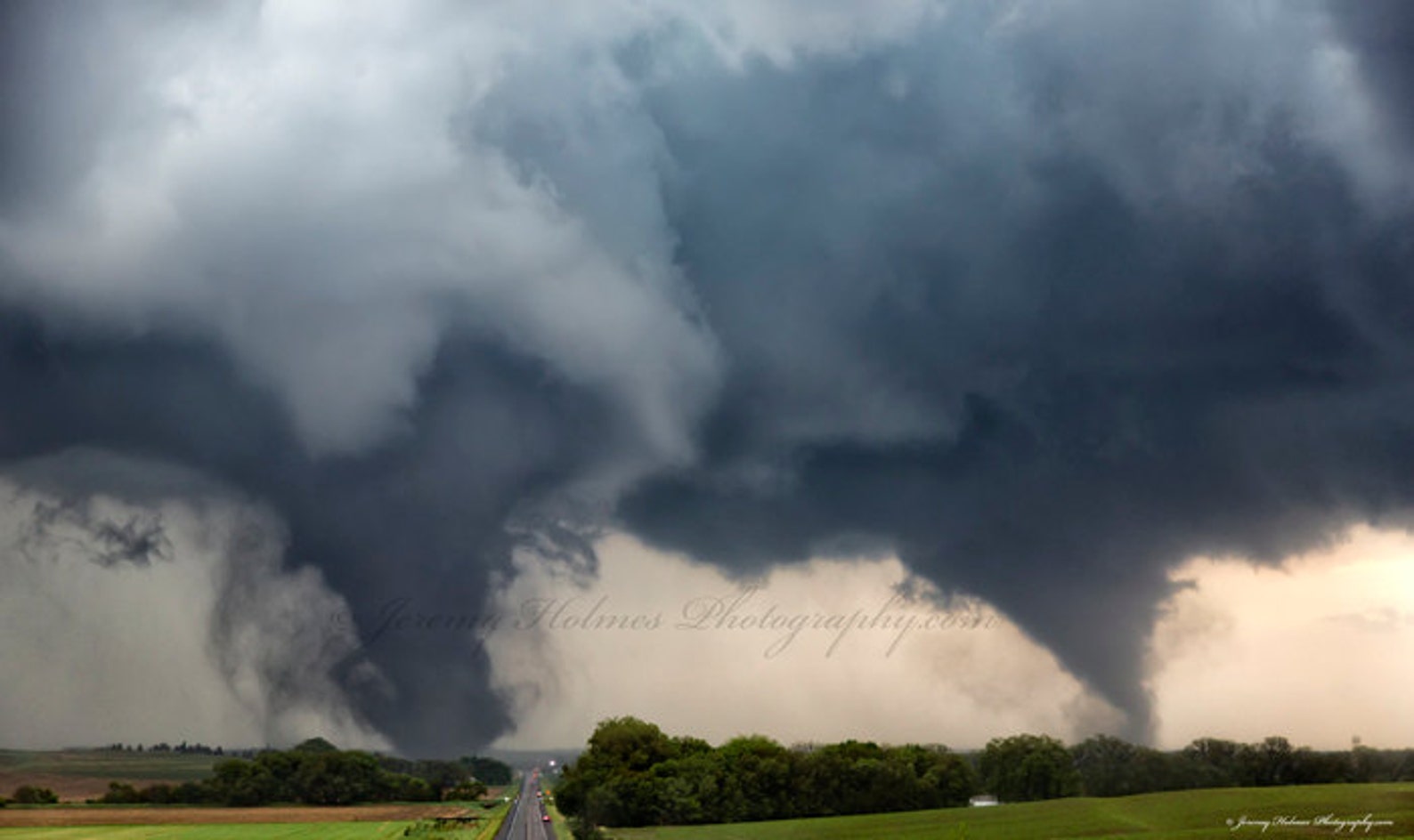 Fine Art Print of an Amazing Supercell Thunderstorm With Two Tornados ...