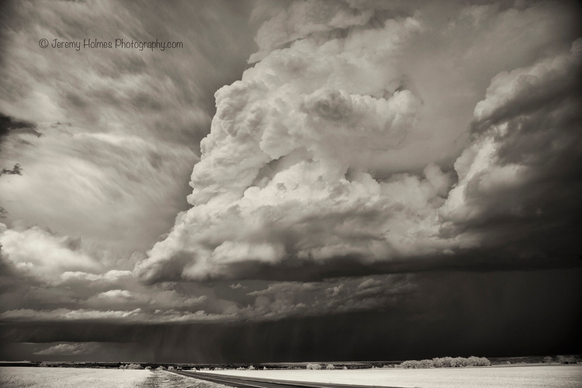 Oklahoma Supercell Thunderstorm Black and White Fine Art