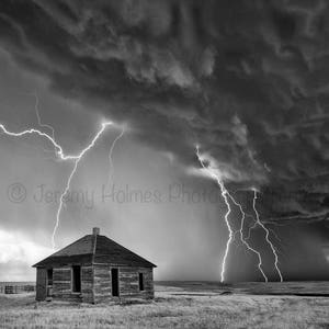 Colorado black and white lightning storm