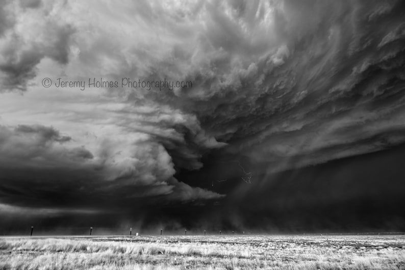 Supercell Thunderstorm Black and White Fine Art Photography Art Print ...