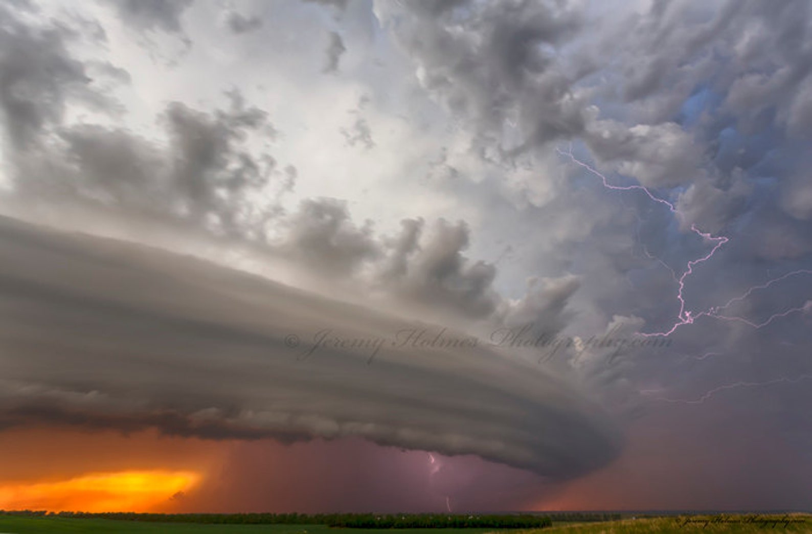 Fine Art Print of an Amazing Supercell Thunderstorm With Lightning in ...