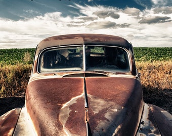 old rusty Nash antique car in South Dakota fine art photography print or metal wall art perfect for the garage wall