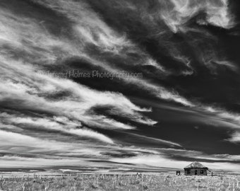 Oklahoma abandon home black and white fine art photography print