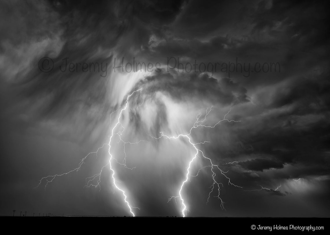 Double Lightning From a Supercell Thunderstorm in Kansas Fine Art ...