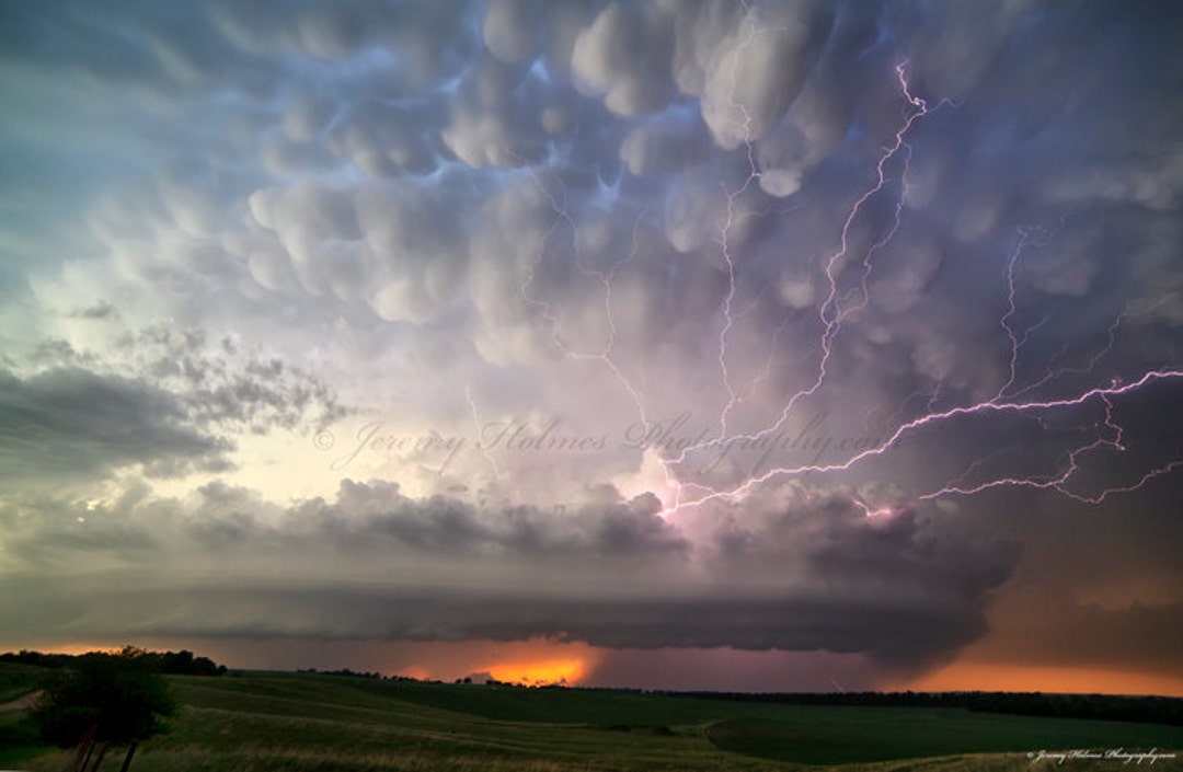 Fine Art Print of an Amazing Supercell Thunderstorm With Lightning in ...