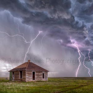 Colorado lightning storm with abandon farmstead