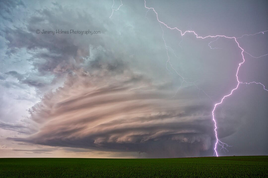 Supercell Thunderstorm With Lightning Bolt in Nebraska Fine Art ...