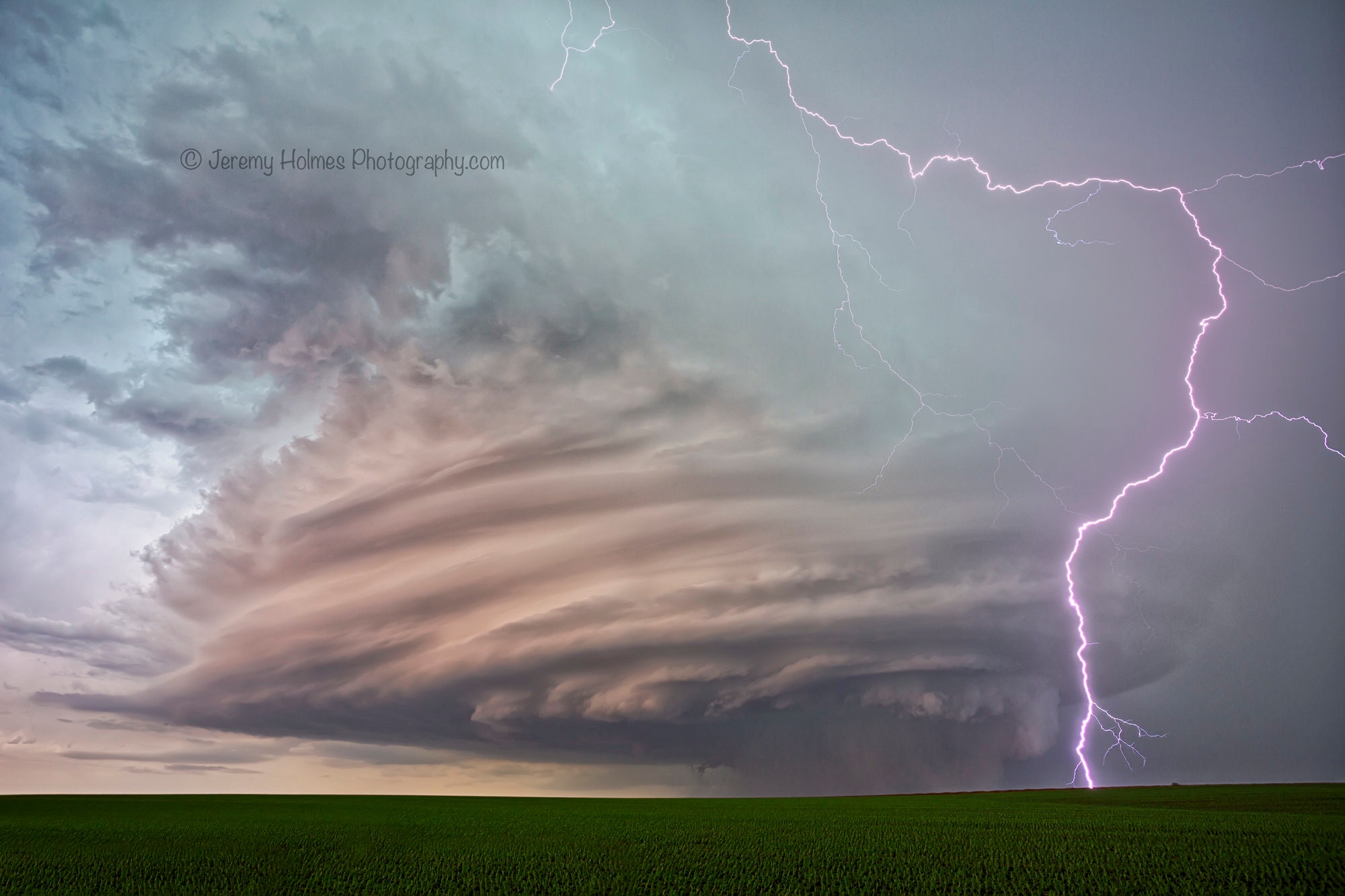 Supercell Thunderstorm With Lightning Bolt in Nebraska Fine Art ...