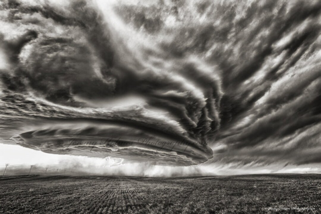 Fine Art Black and White Print of an Amazing Supercell Thunderstorm in ...