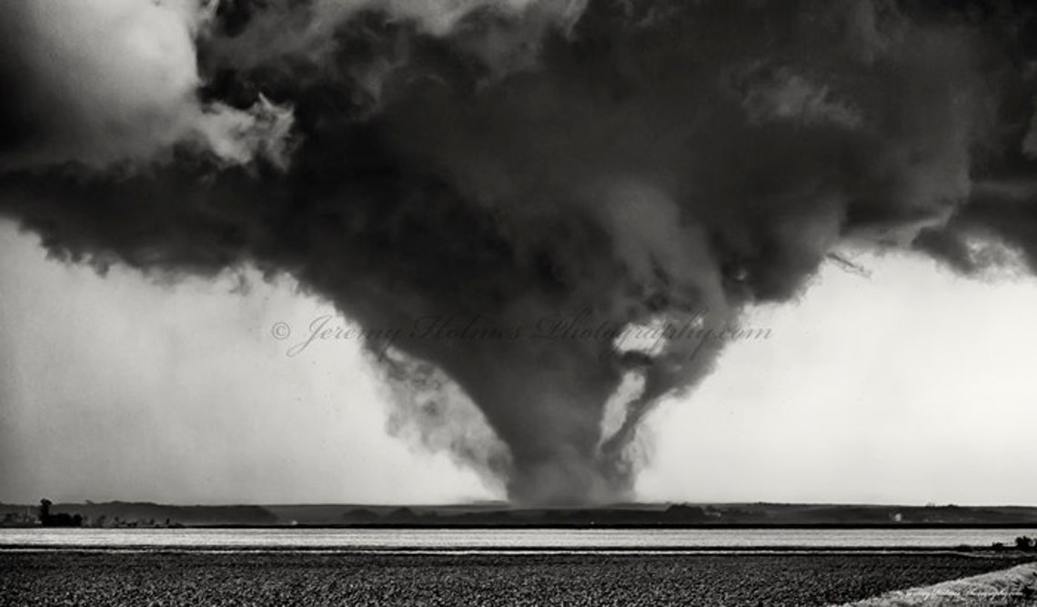 Black and White Fine Art Print of an Amazing Supercell With Tornado in ...