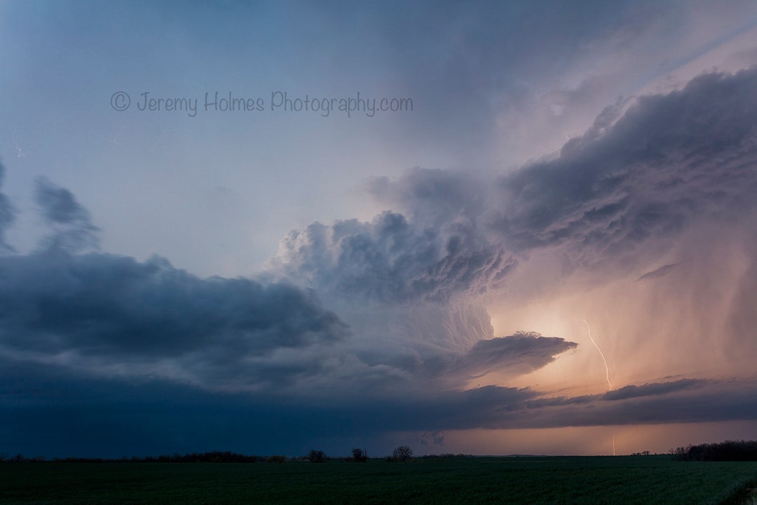 Supercell Thunderstorm Print With Lightning Bolt Shot Near Bennington ...