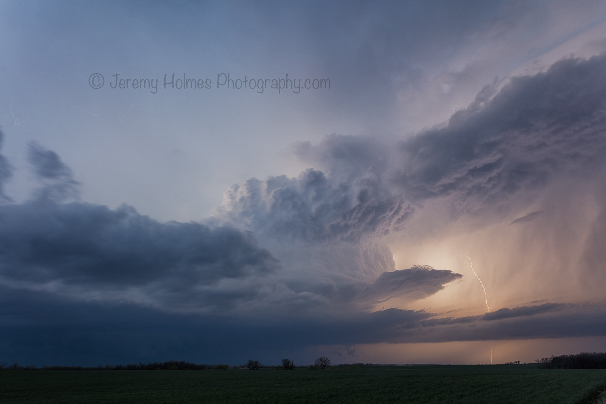 Supercell Thunderstorm Print With Lightning Bolt Shot Near Bennington ...