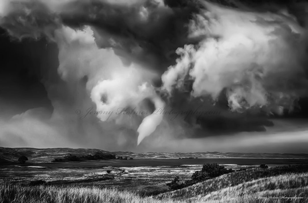 Black and White Fine Art Print of an Amazing Supercell With Tornado in ...