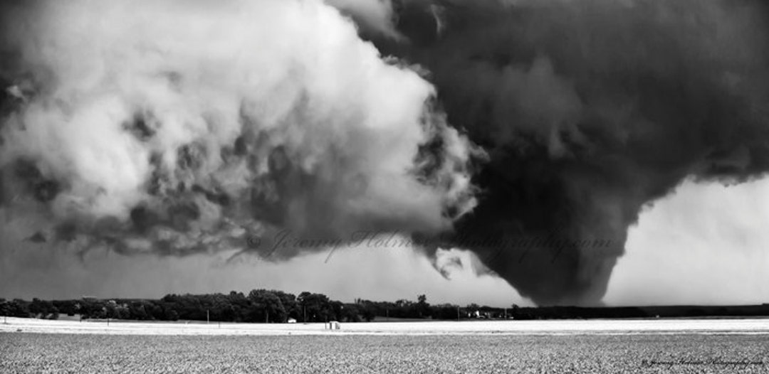 Black and White Fine Art Print of an Amazing Supercell With Tornado in ...