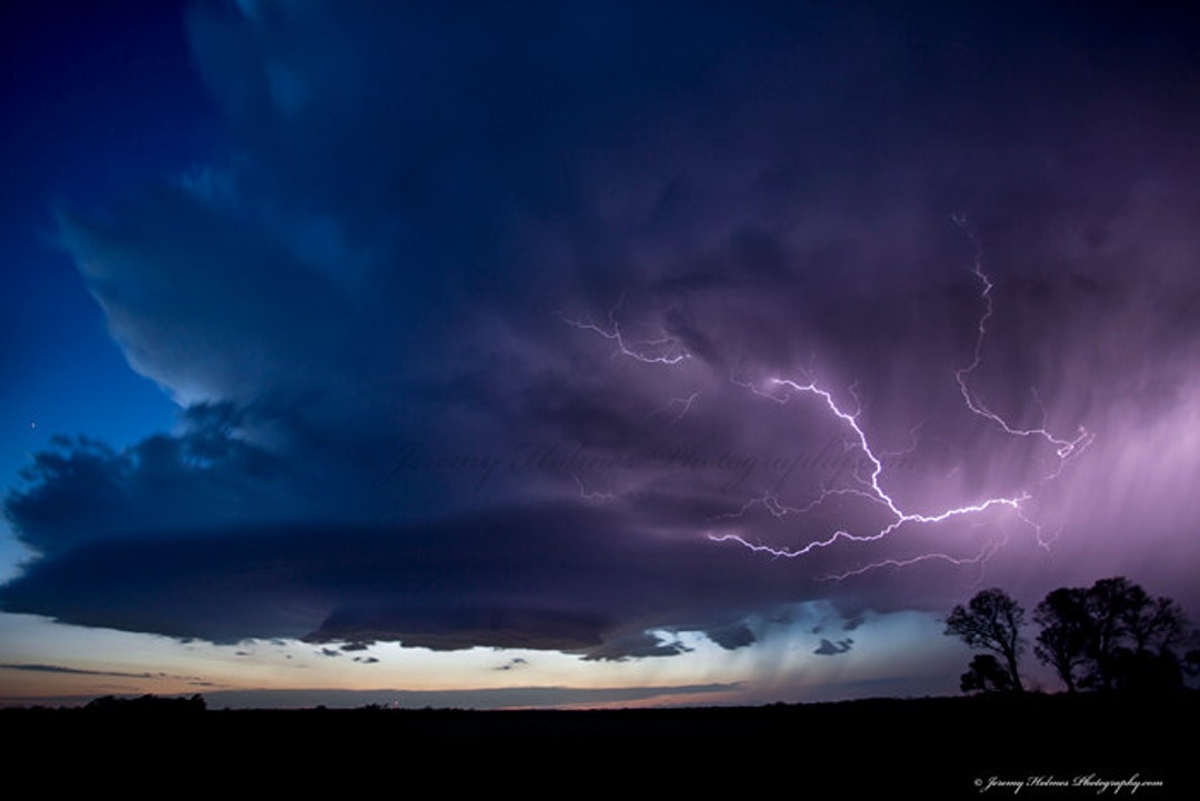 Fine Art Photography Print of a Supercell Thunderstorm With Lightning ...