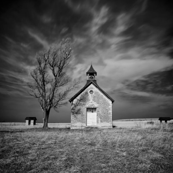 Abandonar 1 casa escuela en Kansas. impresión fine art fotográfico
