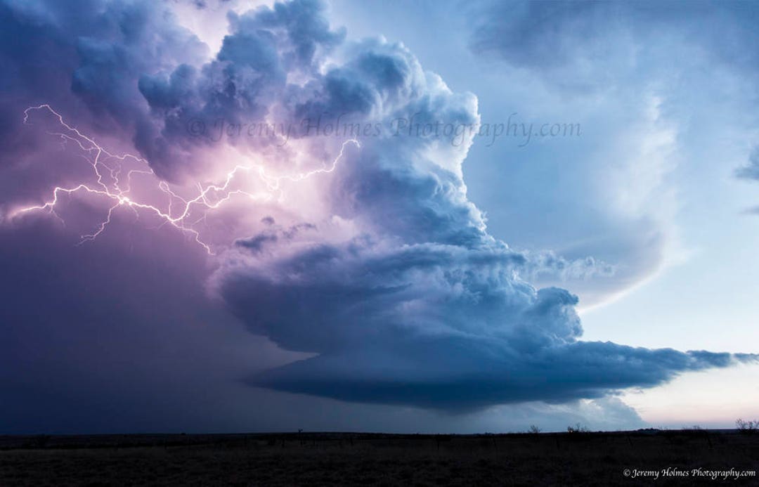 Texas Supercell Storm With Lightning - Etsy