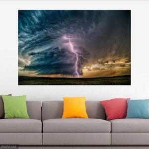 Supercell Thunderstorm With Tornado and Lightning Bolt in Nebraska Fine ...