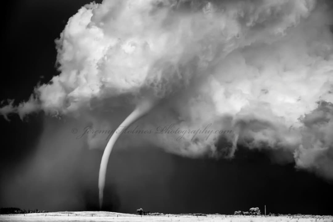 Black and White Fine Art Print of an Amazing Supercell With Tornado in ...