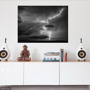 Leoti Kansas Supercell Thunderstorm With Lightning Bolt in Black and ...