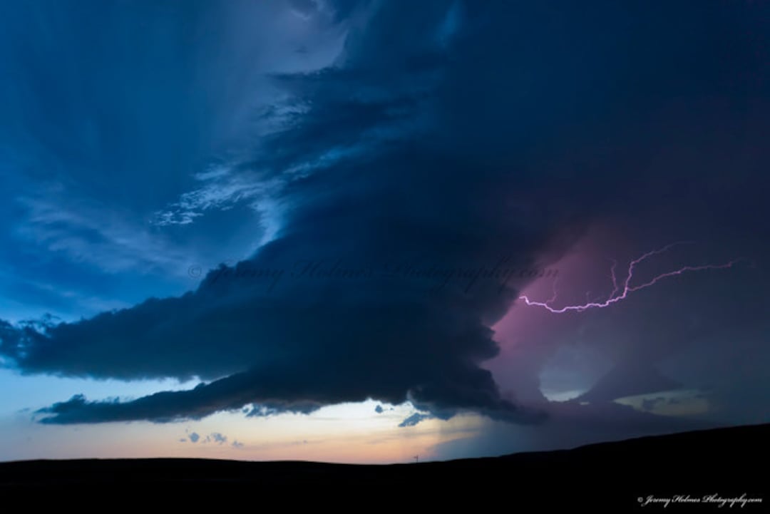 Fine Art Print of an Amazing Supercell Thunderstorm With Lightning in ...