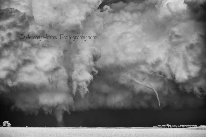 South Dakota Supercell Thunderstorm With Two Tornados Fine Art Black ...