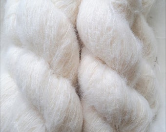 Brushed Baby Suri Alpaca Mulberry Silk Yarn, Undyed Lace Weight Suri Alpaca Silk Blend, Suri Alpaca Wool, Alpaca with Mulberry Silk Wool