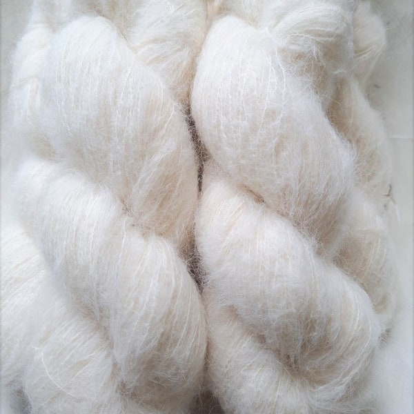 Brushed Baby Suri Alpaca Mulberry Silk Yarn, Undyed Lace Weight Suri Alpaca Silk Blend, Suri Alpaca Wool, Alpaca with Mulberry Silk Wool